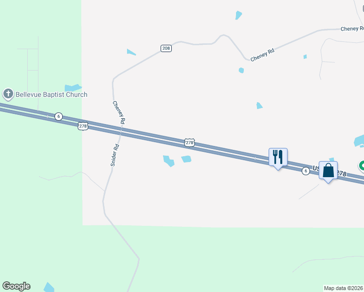 map of restaurants, bars, coffee shops, grocery stores, and more near 11916 Mississippi 6 in Thaxton