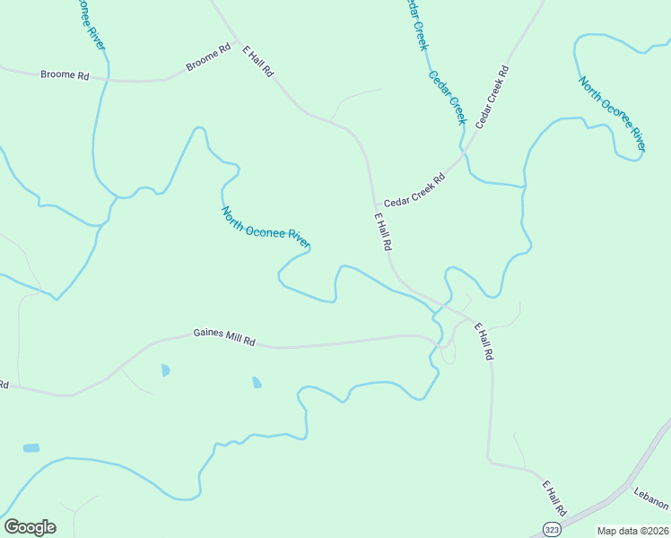 map of restaurants, bars, coffee shops, grocery stores, and more near 4542 East Hall Road in Gainesville