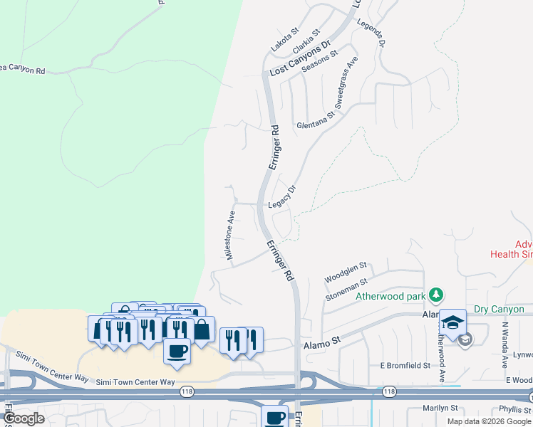 map of restaurants, bars, coffee shops, grocery stores, and more near 3097 Ciron Avenue in Simi Valley