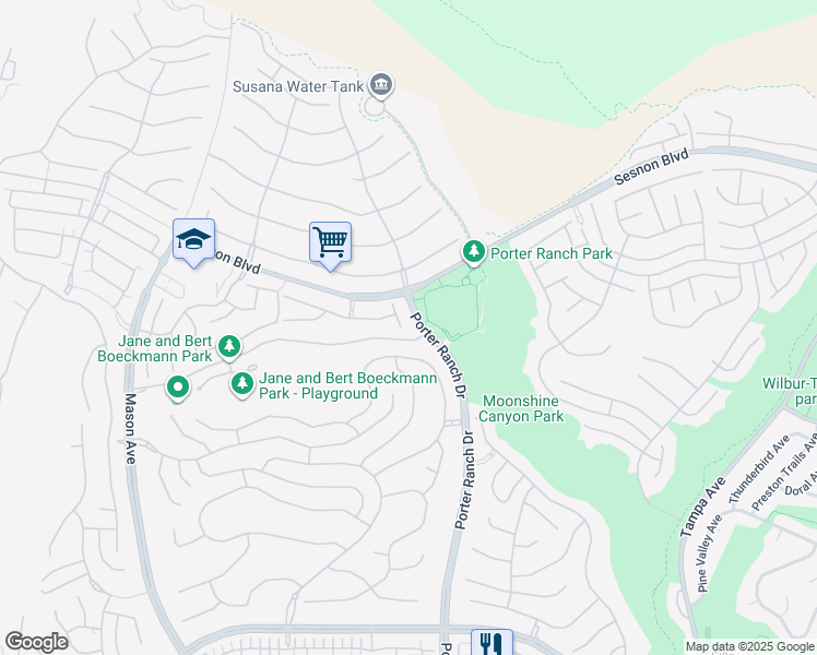 map of restaurants, bars, coffee shops, grocery stores, and more near 12406 Raleigh Court in Los Angeles