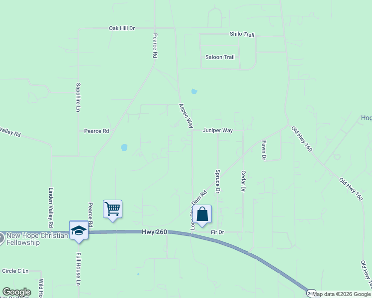 map of restaurants, bars, coffee shops, grocery stores, and more near 1082 Aspen Way in Show Low