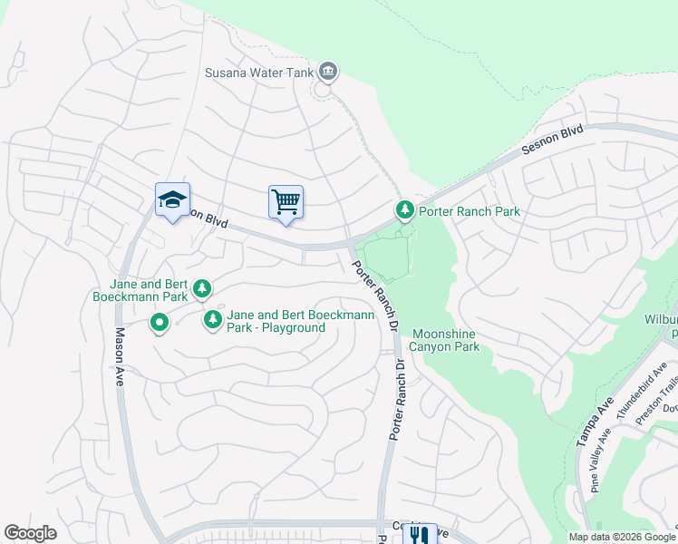map of restaurants, bars, coffee shops, grocery stores, and more near 12415 Raleigh Court in Los Angeles