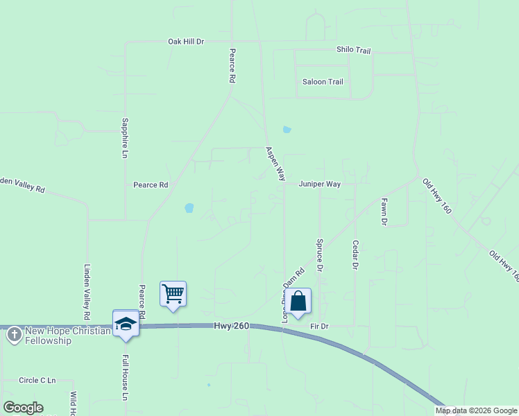 map of restaurants, bars, coffee shops, grocery stores, and more near 1082 Aspen Way in Show Low