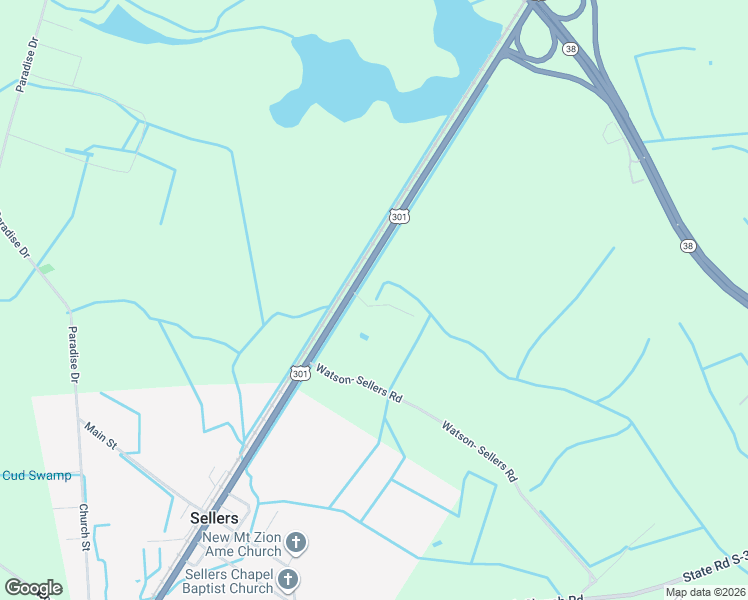 map of restaurants, bars, coffee shops, grocery stores, and more near Deerfield Court in Sellers