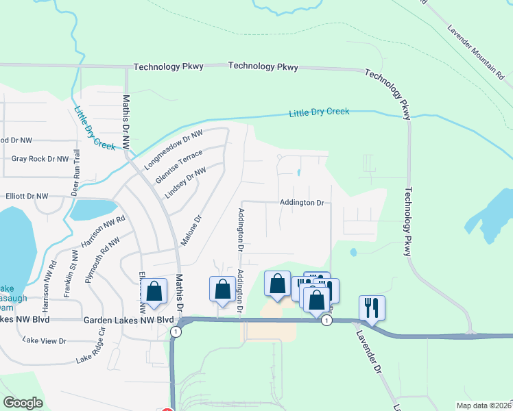 map of restaurants, bars, coffee shops, grocery stores, and more near 242 Addington Drive in Rome
