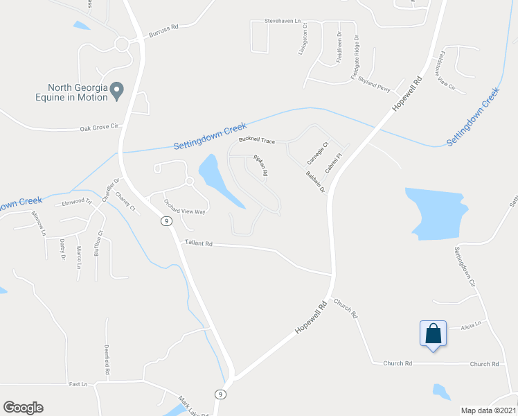 map of restaurants, bars, coffee shops, grocery stores, and more near 5510 Banner Boulevard in Cumming