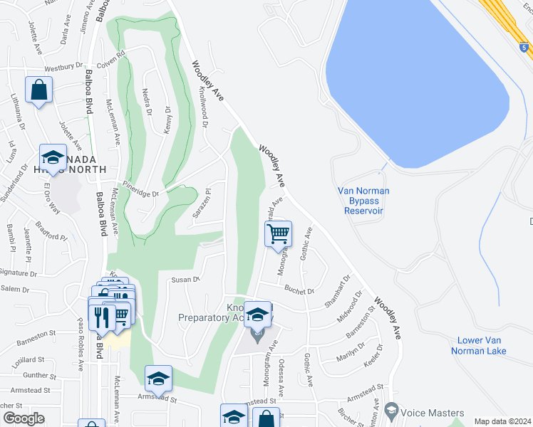 map of restaurants, bars, coffee shops, grocery stores, and more near 12209 Gerald Avenue in Los Angeles