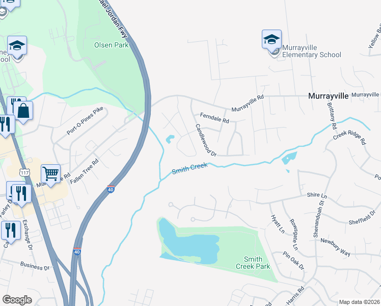 map of restaurants, bars, coffee shops, grocery stores, and more near 226 Candlewood Drive in Wilmington