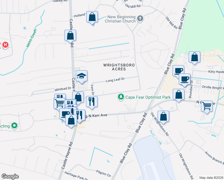 map of restaurants, bars, coffee shops, grocery stores, and more near 121-123 Laurel Drive in Wilmington