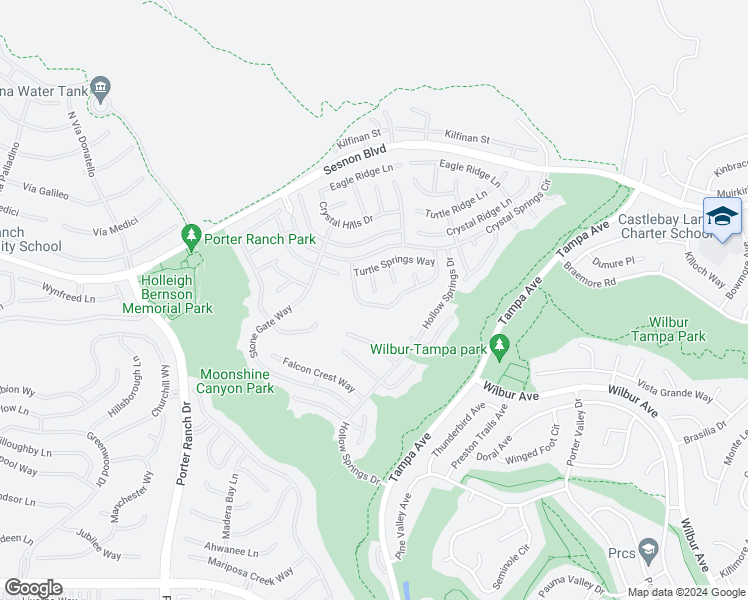 map of restaurants, bars, coffee shops, grocery stores, and more near 19705 Shadow Glen Circle in Los Angeles