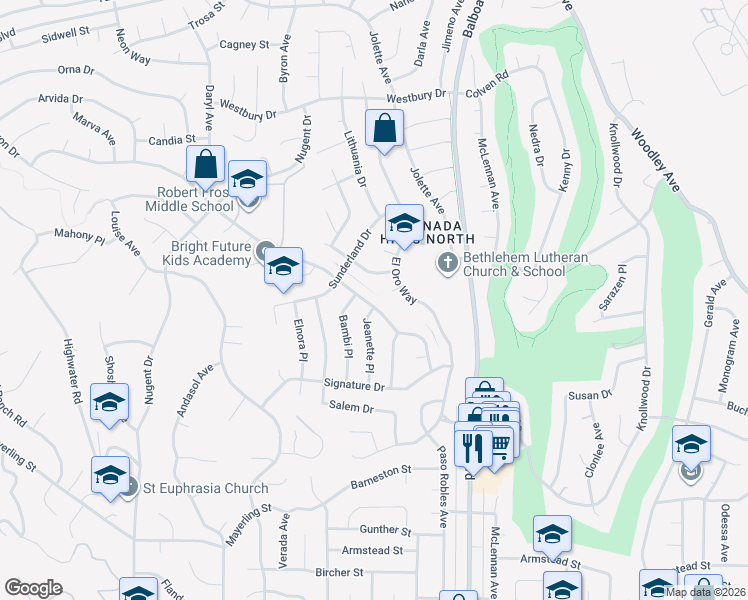 map of restaurants, bars, coffee shops, grocery stores, and more near 12138 Bradford Place in Los Angeles