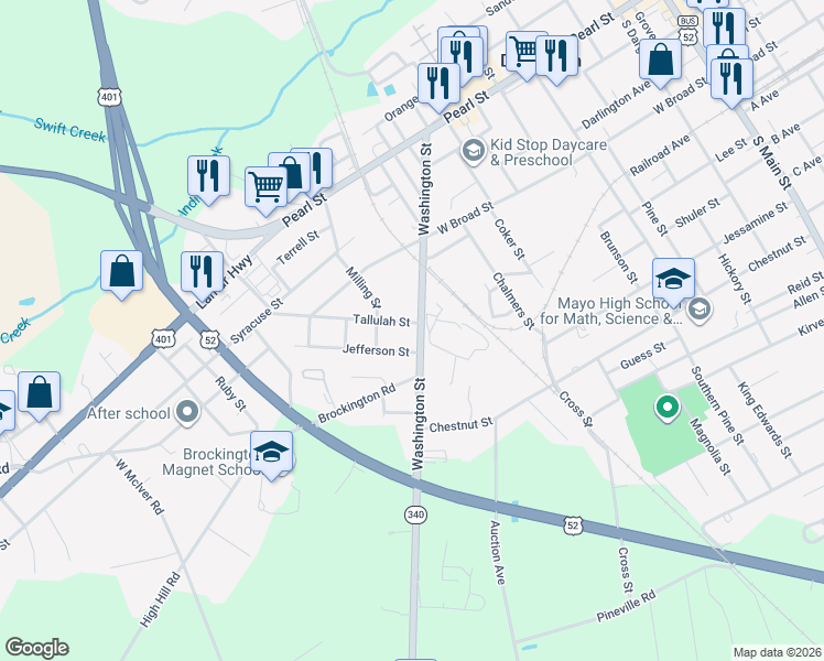 map of restaurants, bars, coffee shops, grocery stores, and more near 408 Washington St in Darlington