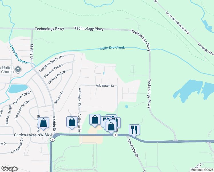 map of restaurants, bars, coffee shops, grocery stores, and more near 346 Addington Drive in Rome