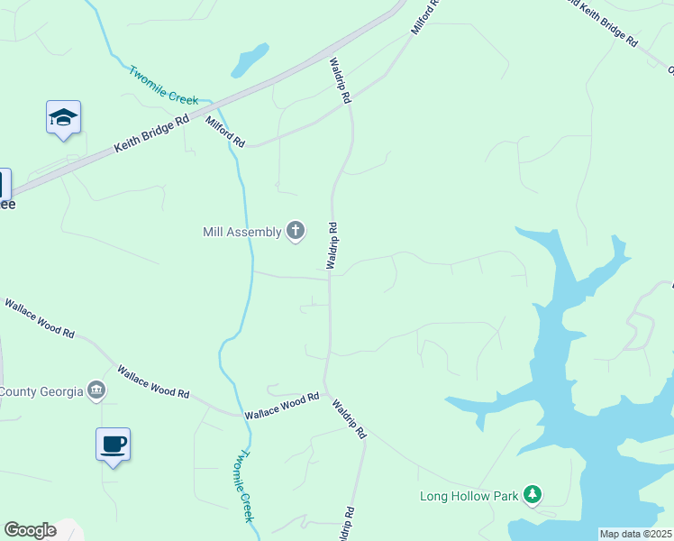 map of restaurants, bars, coffee shops, grocery stores, and more near 7965 Beryl Overlook in Gainesville