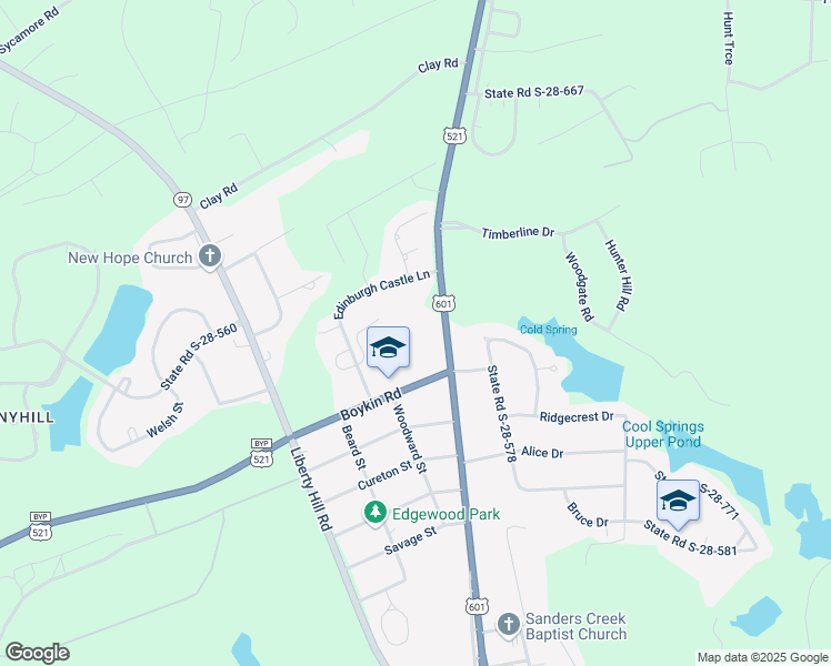 map of restaurants, bars, coffee shops, grocery stores, and more near 719 Kershaw Highway in Camden