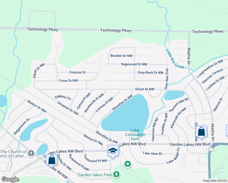 map of restaurants, bars, coffee shops, grocery stores, and more near 515 Elliott Drive Northwest in Rome