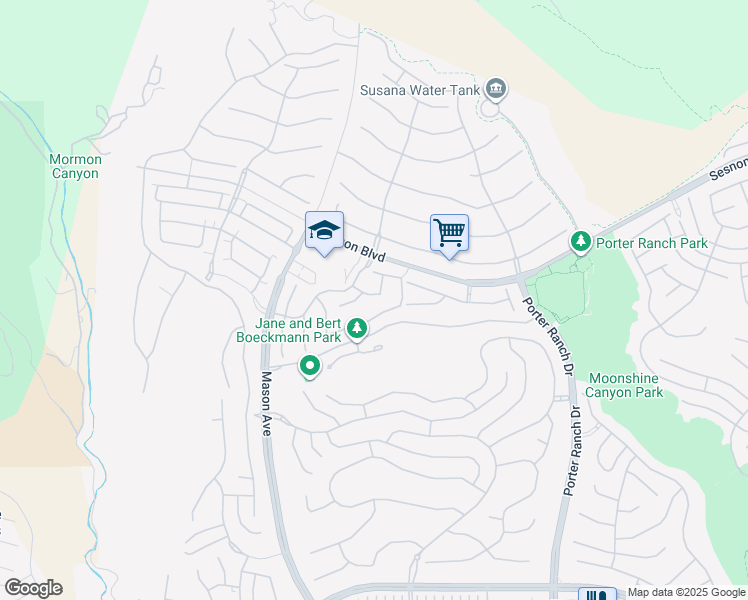 map of restaurants, bars, coffee shops, grocery stores, and more near 20430 Aurora Way in Los Angeles