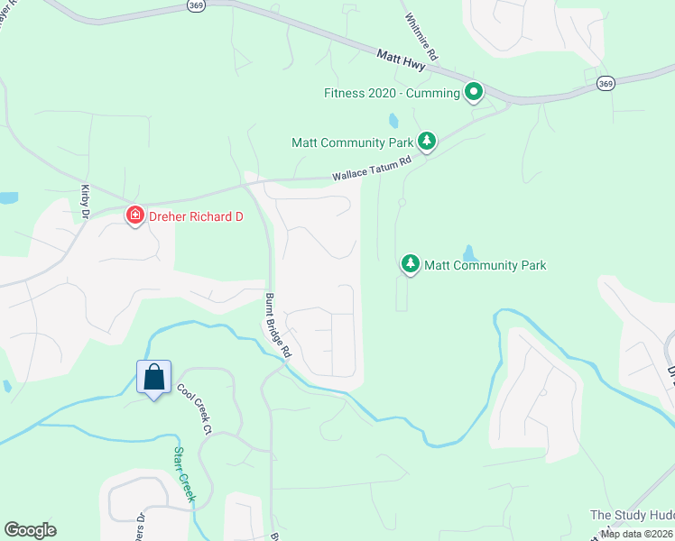 map of restaurants, bars, coffee shops, grocery stores, and more near 7090 Pinecone Way in Cumming