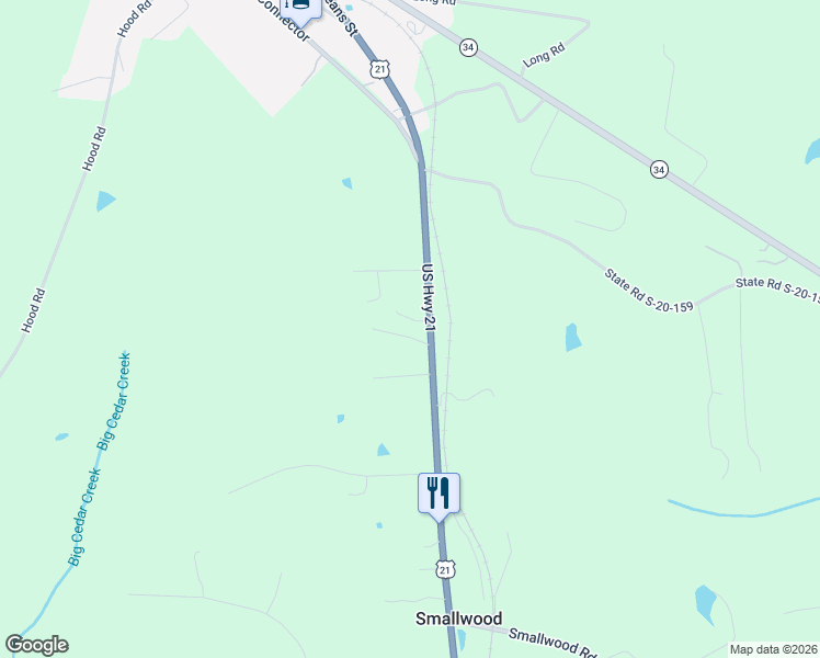 map of restaurants, bars, coffee shops, grocery stores, and more near 1234 U.S. 21 in Ridgeway
