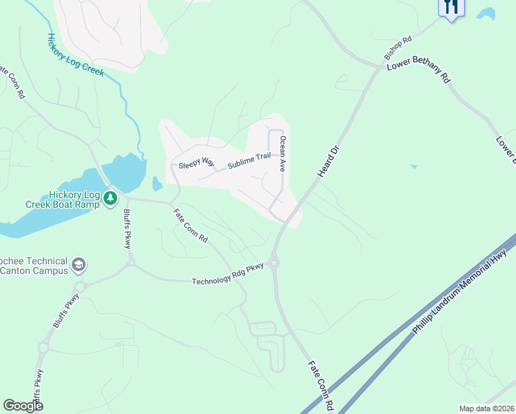 map of restaurants, bars, coffee shops, grocery stores, and more near 511 Sunset Street in Canton