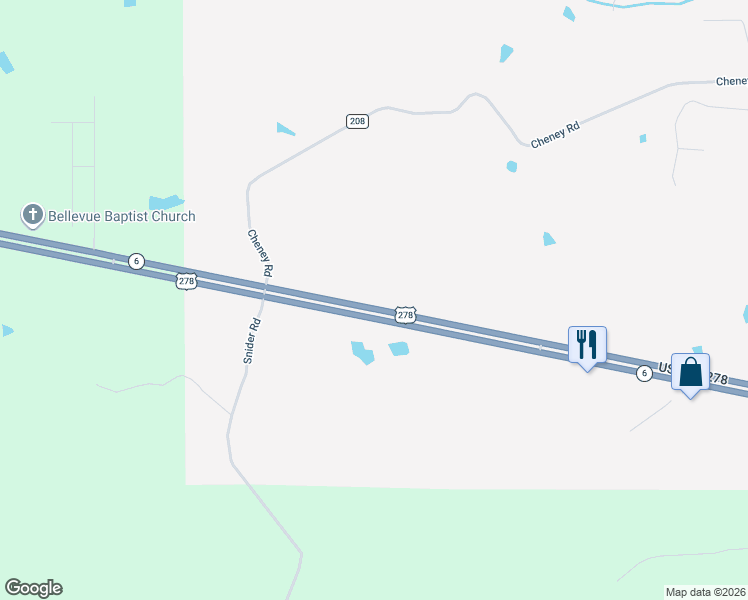 map of restaurants, bars, coffee shops, grocery stores, and more near 11916 Mississippi 6 in Thaxton