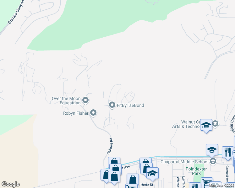 map of restaurants, bars, coffee shops, grocery stores, and more near 11811 Darlene Lane in Moorpark