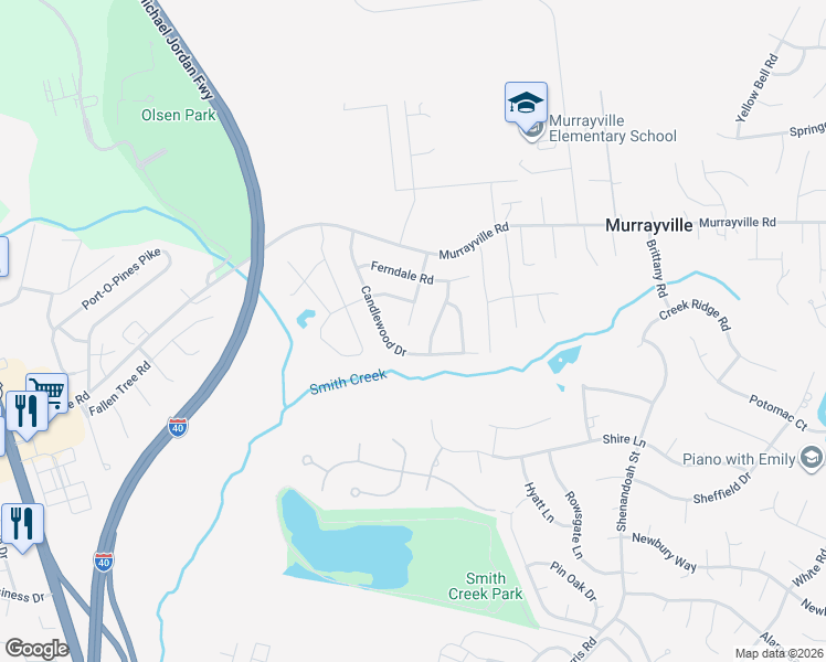 map of restaurants, bars, coffee shops, grocery stores, and more near 235 Candlewood Drive in Wilmington