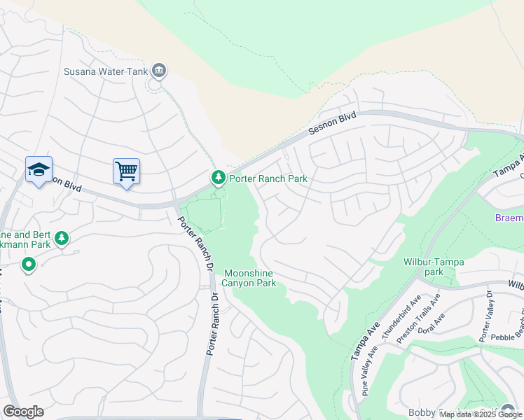 map of restaurants, bars, coffee shops, grocery stores, and more near 12051 Falcon Crest Way in Los Angeles