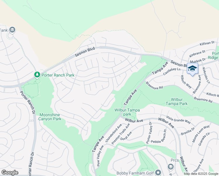 map of restaurants, bars, coffee shops, grocery stores, and more near 19584 Shadow Glen Circle in Los Angeles
