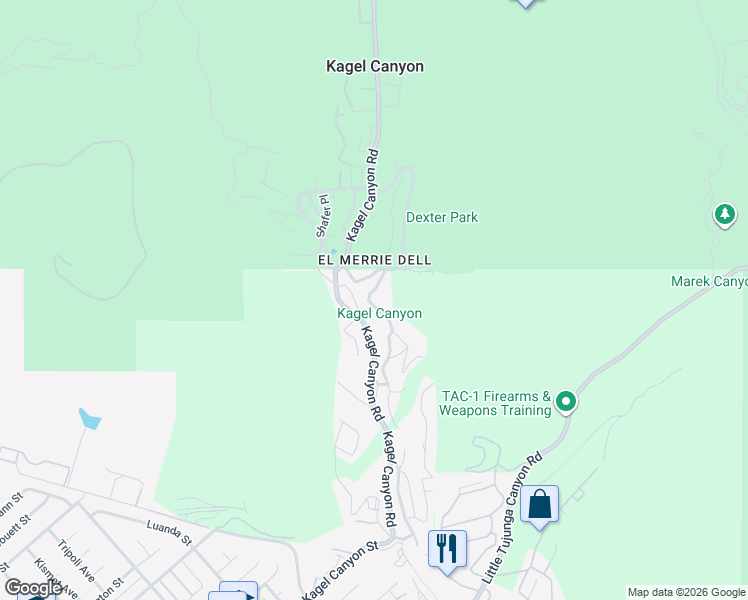 map of restaurants, bars, coffee shops, grocery stores, and more near 12243 Spring Trail in Los Angeles County