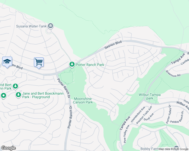 map of restaurants, bars, coffee shops, grocery stores, and more near 19909 Lisa Lane in Los Angeles