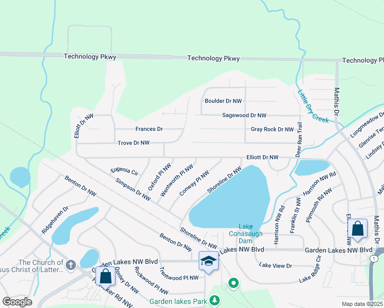 map of restaurants, bars, coffee shops, grocery stores, and more near 524 Elliott Drive Northwest in Rome
