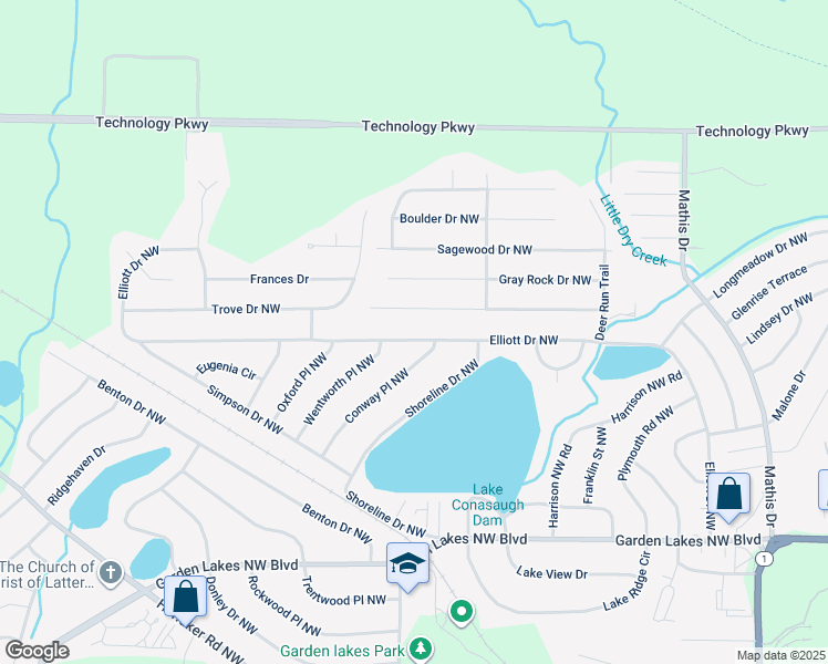 map of restaurants, bars, coffee shops, grocery stores, and more near 514 Elliott Drive Northwest in Rome