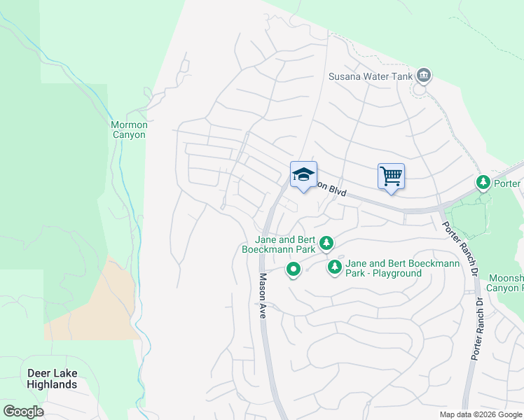 map of restaurants, bars, coffee shops, grocery stores, and more near 20638 West Chestnut Circle in Los Angeles