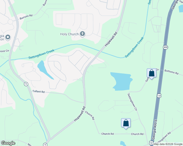 map of restaurants, bars, coffee shops, grocery stores, and more near 4630 Hopewell Road in Cumming