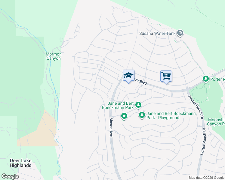 map of restaurants, bars, coffee shops, grocery stores, and more near 20611 West Chestnut Circle in Los Angeles
