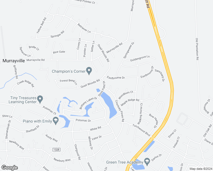 map of restaurants, bars, coffee shops, grocery stores, and more near 1222 Dove Field Drive in Wilmington