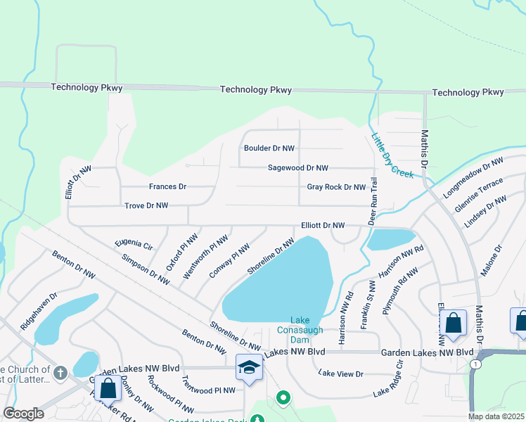 map of restaurants, bars, coffee shops, grocery stores, and more near 111 Pine Bower Drive Northwest in Rome