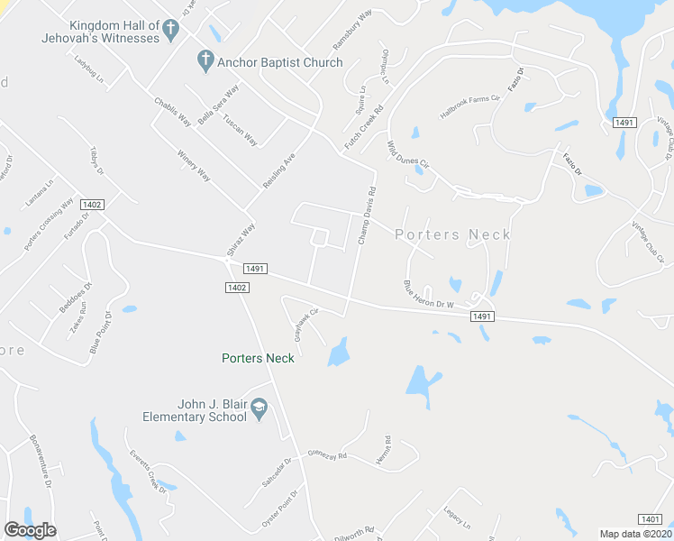 map of restaurants, bars, coffee shops, grocery stores, and more near 1013 Porters Neck Road in Wilmington