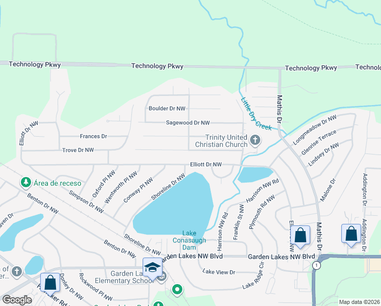 map of restaurants, bars, coffee shops, grocery stores, and more near 111 Pine Bower Road Northwest in Rome