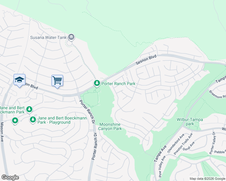 map of restaurants, bars, coffee shops, grocery stores, and more near 12119 Falcon Crest Way in Los Angeles