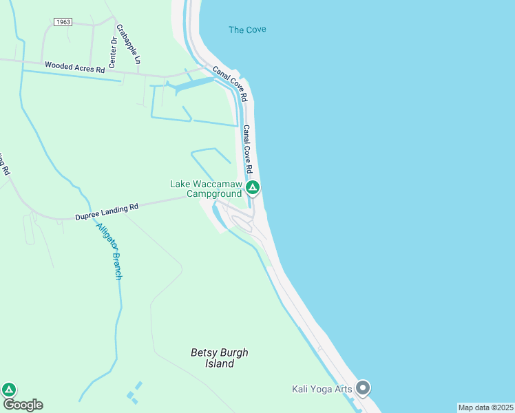 map of restaurants, bars, coffee shops, grocery stores, and more near 3100 Canal Cove Road in Lake Waccamaw