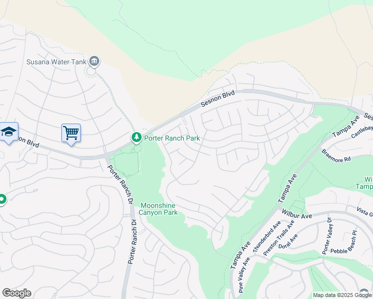 map of restaurants, bars, coffee shops, grocery stores, and more near 19824 Turtle Springs Way in Los Angeles