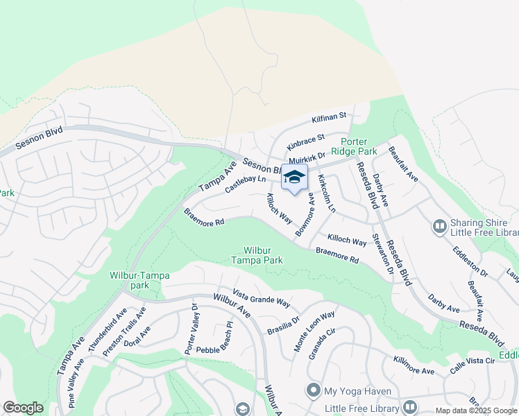 map of restaurants, bars, coffee shops, grocery stores, and more near 12110 Braemore Place in Los Angeles