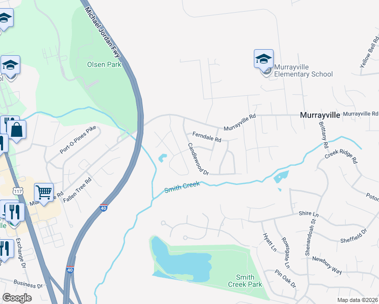 map of restaurants, bars, coffee shops, grocery stores, and more near 202 Candlewood Drive in Wilmington