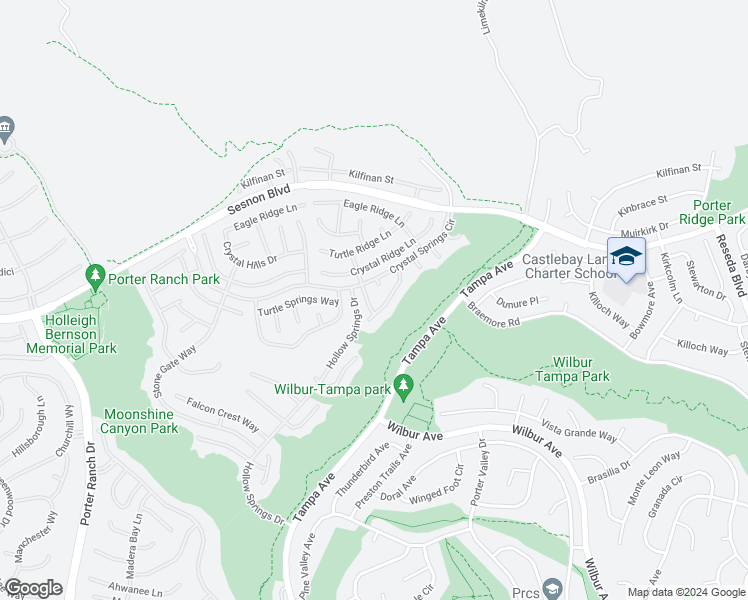 map of restaurants, bars, coffee shops, grocery stores, and more near 12104 Crystal Glen Way in Los Angeles