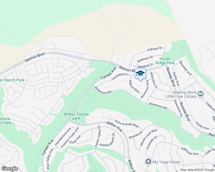 map of restaurants, bars, coffee shops, grocery stores, and more near 19227 Dunure Place in Los Angeles