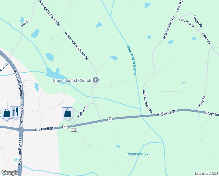 map of restaurants, bars, coffee shops, grocery stores, and more near 138 Detter Road in Canon