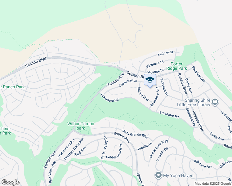 map of restaurants, bars, coffee shops, grocery stores, and more near 19219 Dunure Place in Los Angeles