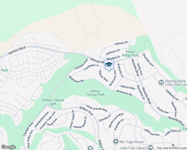 map of restaurants, bars, coffee shops, grocery stores, and more near 12110 Braemore Place in Los Angeles